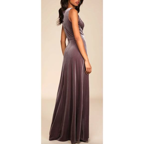 Lulus Dusty Purple Velvet Sleeveless Maxi Dress Medium - Picture 3 of 11